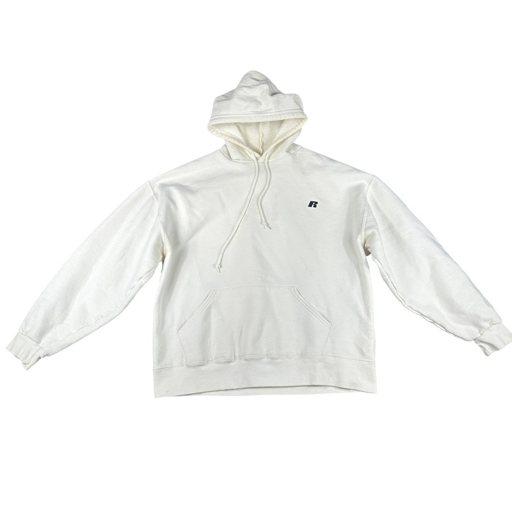 Vintage Russell Athletic Pro Cotton Hoodie White Heavyweight 90s Boxy Mens L